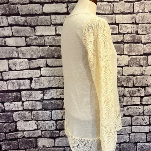 Chico's Asymmetrical Ivory Long Sleeve Blouse Size Small - Picture 7 of 9